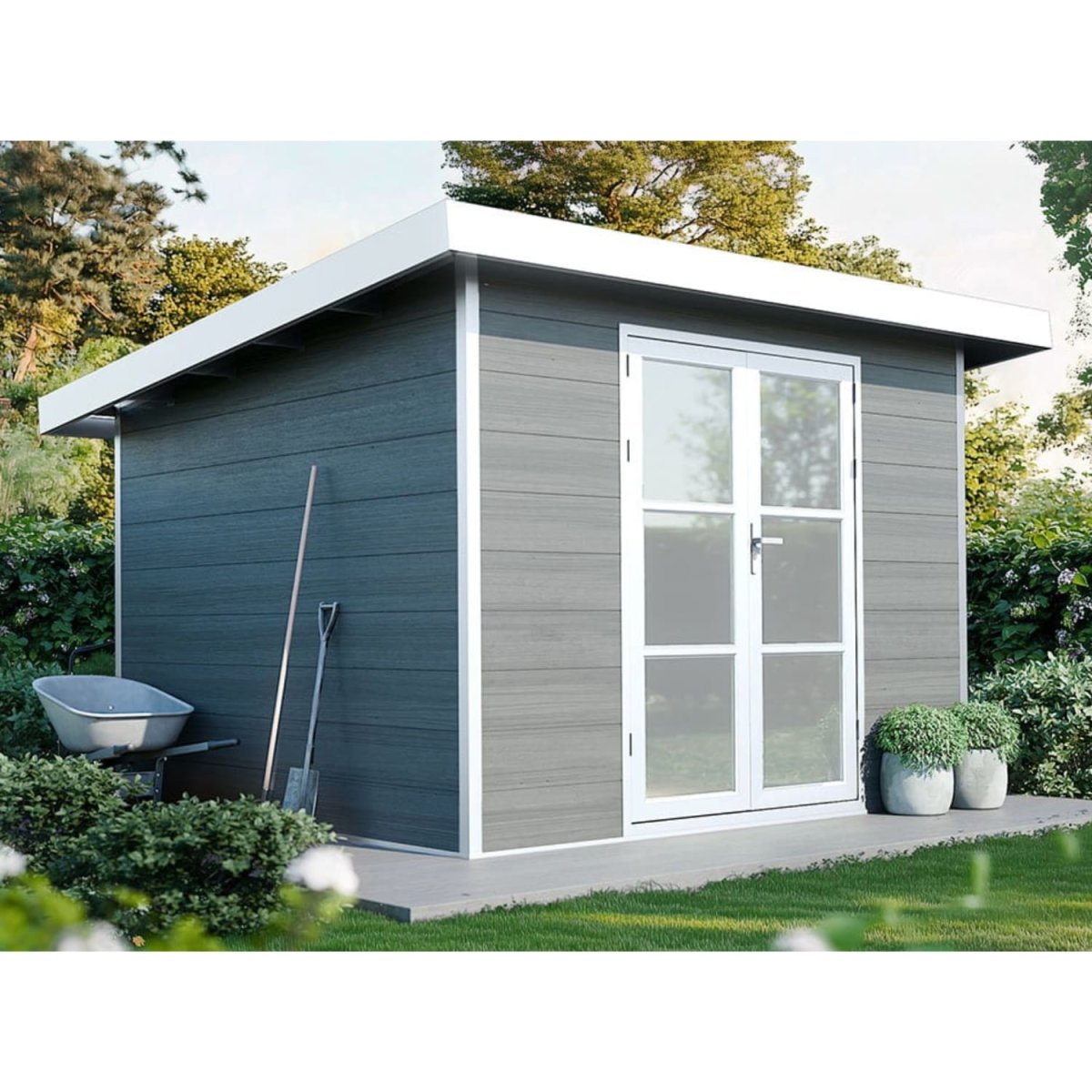 Abri de jardin composite SINTRA – 9 m2 gris clair – Image 3
