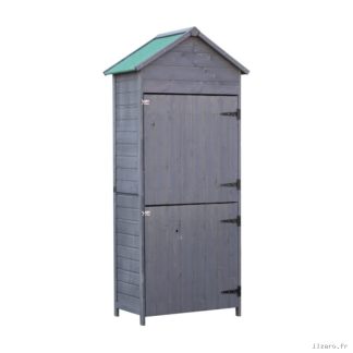 Abri de Jardin en Pin Massif Gris – 1,19 m² – Armoire de Rangement Robuste