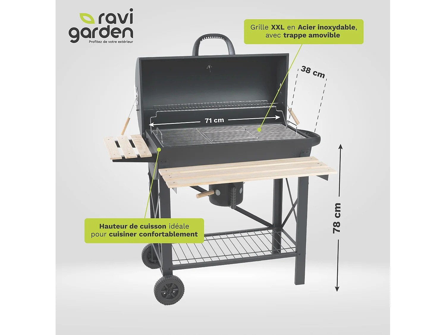 Barbecue Charbon de Bois XXL avec Couvercle – Grille Américaine – Image 7