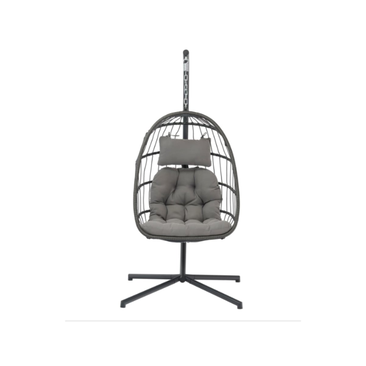 Fauteuil de jardin suspendu en forme d’œuf en acier coloris gris anthracite – Image 2