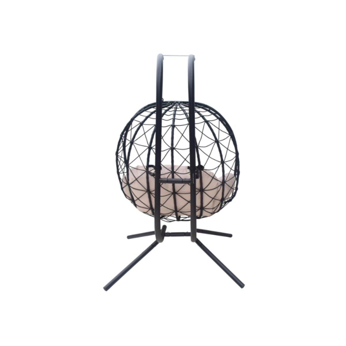 Fauteuil de jardin suspendu pliable en acier coloris noir – 2 places – Image 3