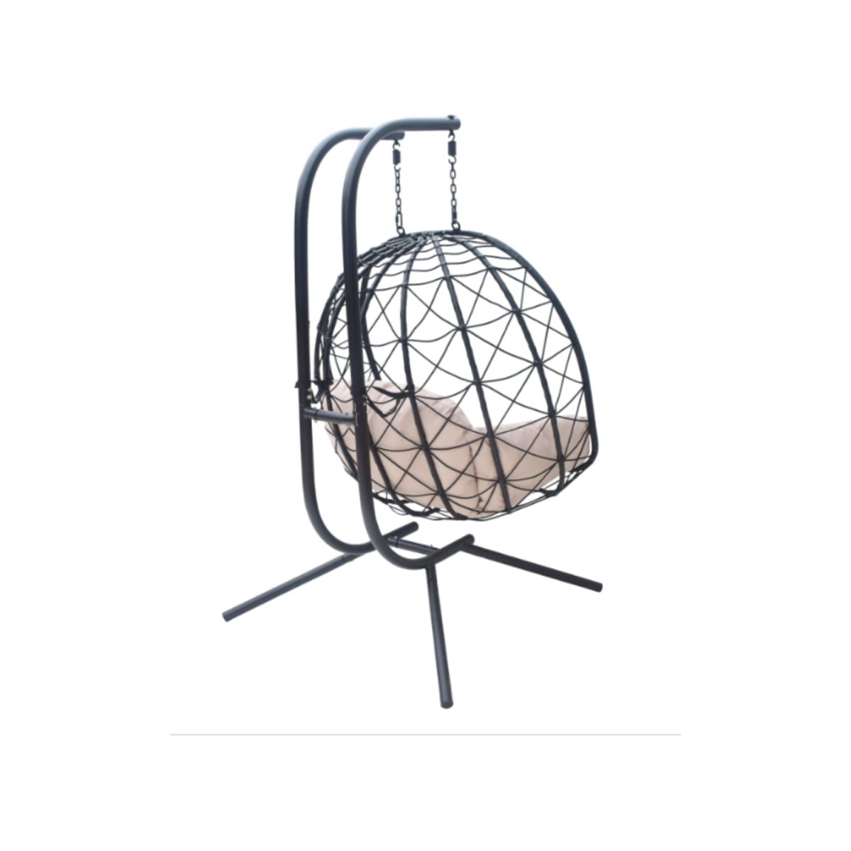 Fauteuil de jardin suspendu pliable en acier coloris noir – 2 places – Image 4