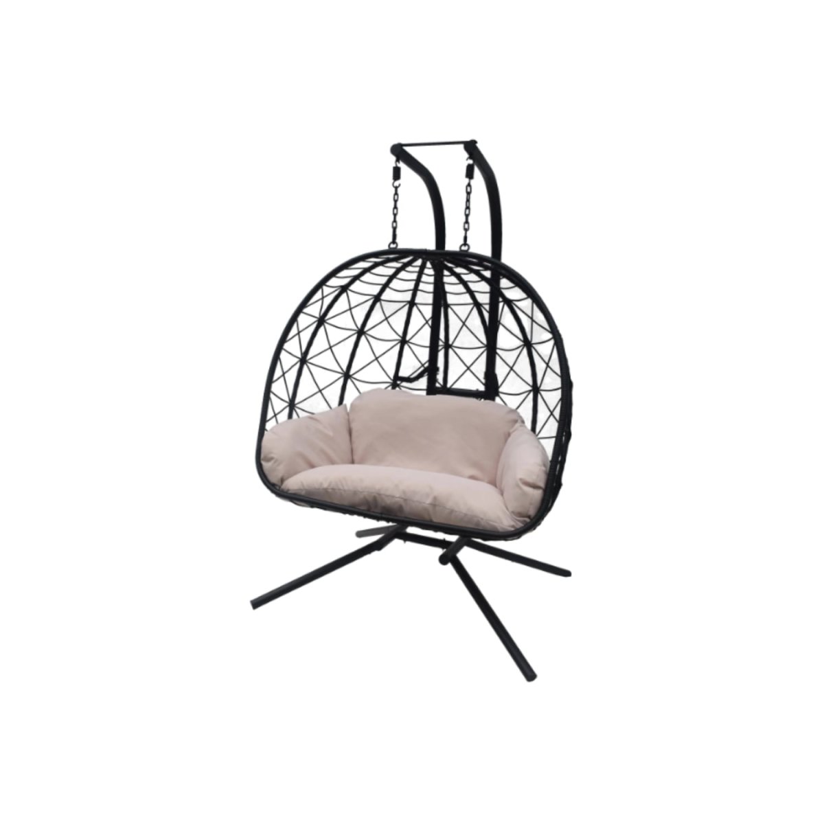 Fauteuil de jardin suspendu pliable en acier coloris noir – 2 places – Image 5