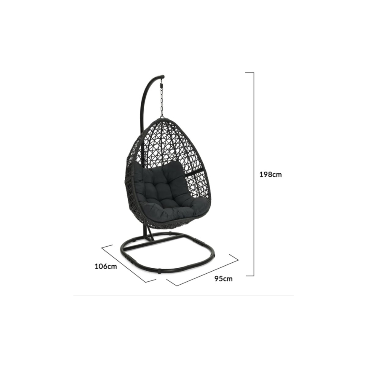 Fauteuil lune suspendu ajouré effet rotin avec coussin gris – Image 5