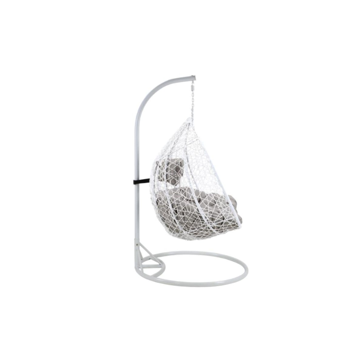 Fauteuil suspendu 2 places en résine tressée – Blanc avec coussins gris – CAYAMBE de MYLIA – Image 4