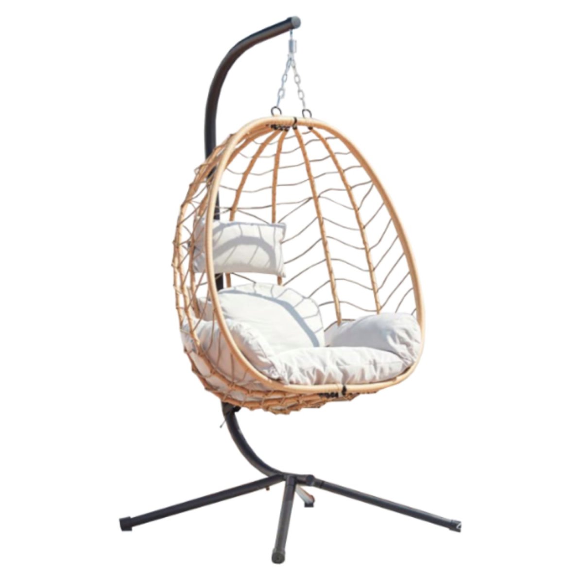 Fauteuil suspendu beige résine & Acier LIMA – Image 2