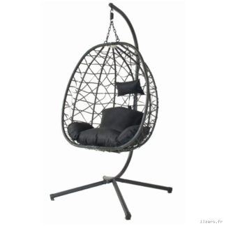 Fauteuil suspendu effet rotin noir CUZCO