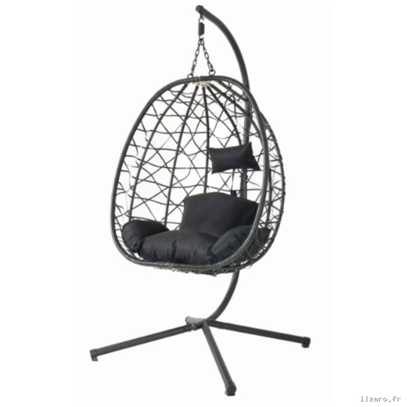 Fauteuil suspendu effet rotin noir CUZCO