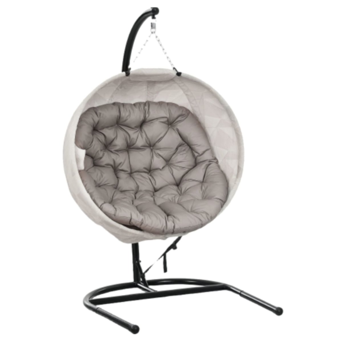 Fauteuil Suspendu Ovale Pliable pour Extérieur, Hamac avec Porte-Gobelet, beige – Image 2