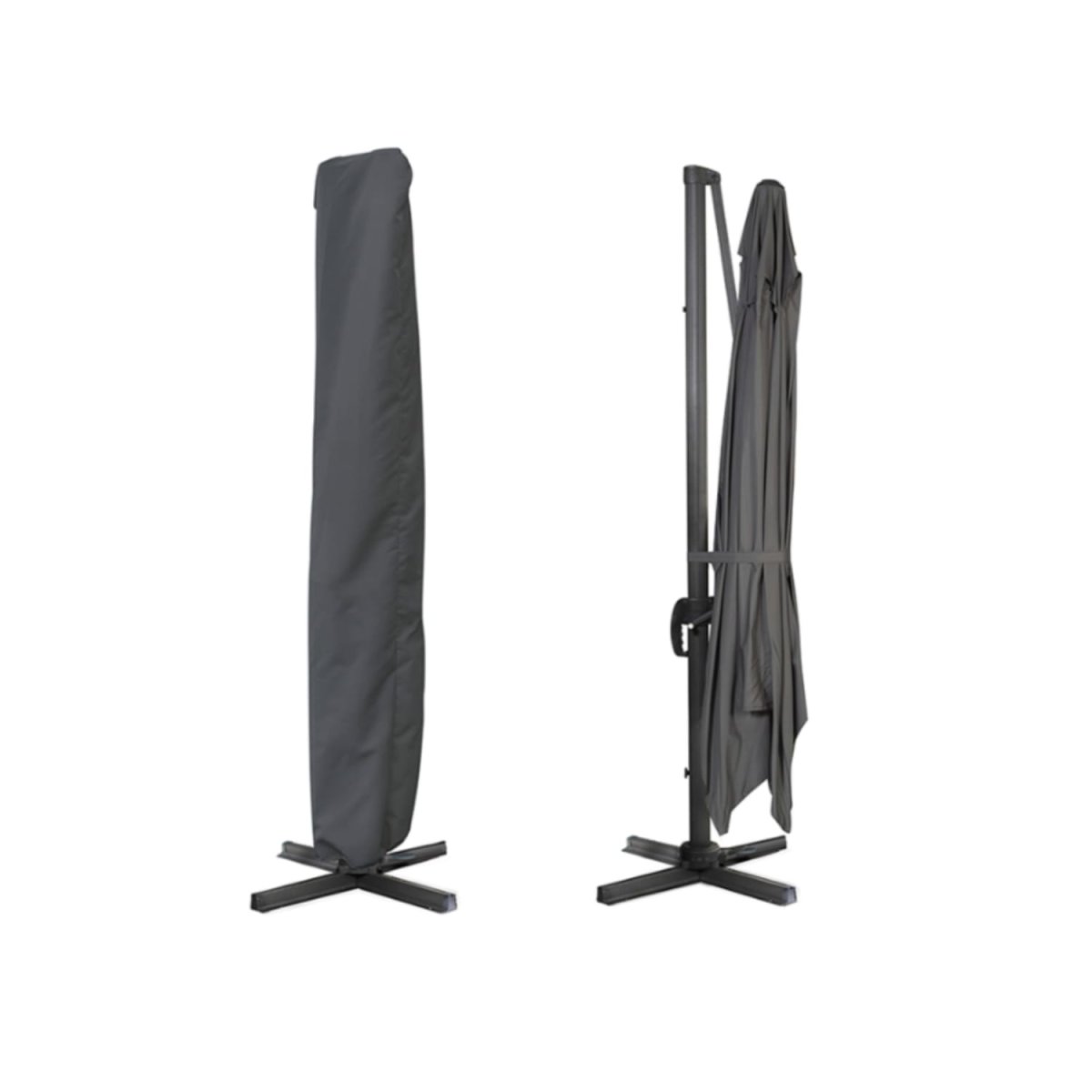 Parasol déporté inclinable rotatif 360 CALVI gris 3×4 M avec housse – Image 3