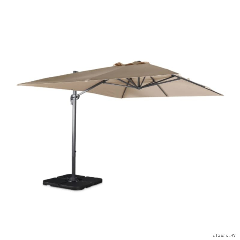 Parasol déporté rectangulaire beige 3x4m + dalles à lester 50x50cm WIMEREUX + DALLES 50X50CM