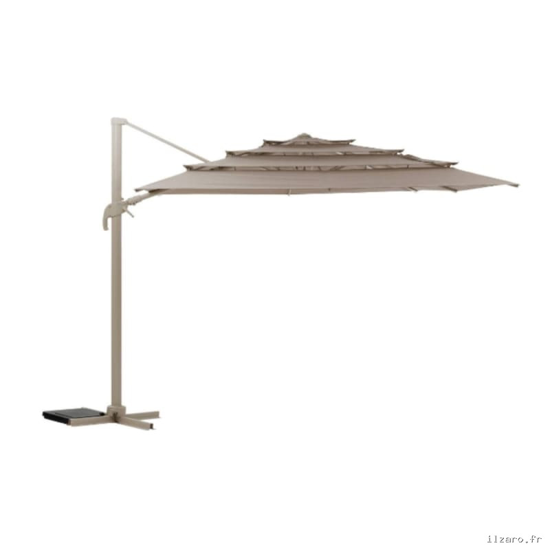 Parasol déporté rectangulaire multi-toile « Melhia » lin 4 x 3m en aluminium acier et oléfine – Hespéride