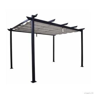 Pergola autoportante Omega, aluminium gris anthracite 2.85X4 m