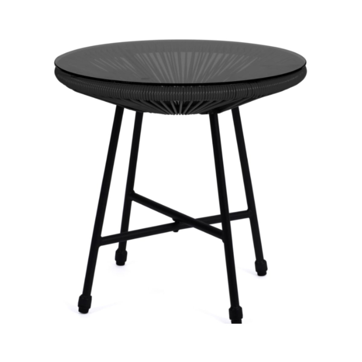 Salon de jardin IZMIR table et 2 fauteuils oeuf cordage noir – Image 3