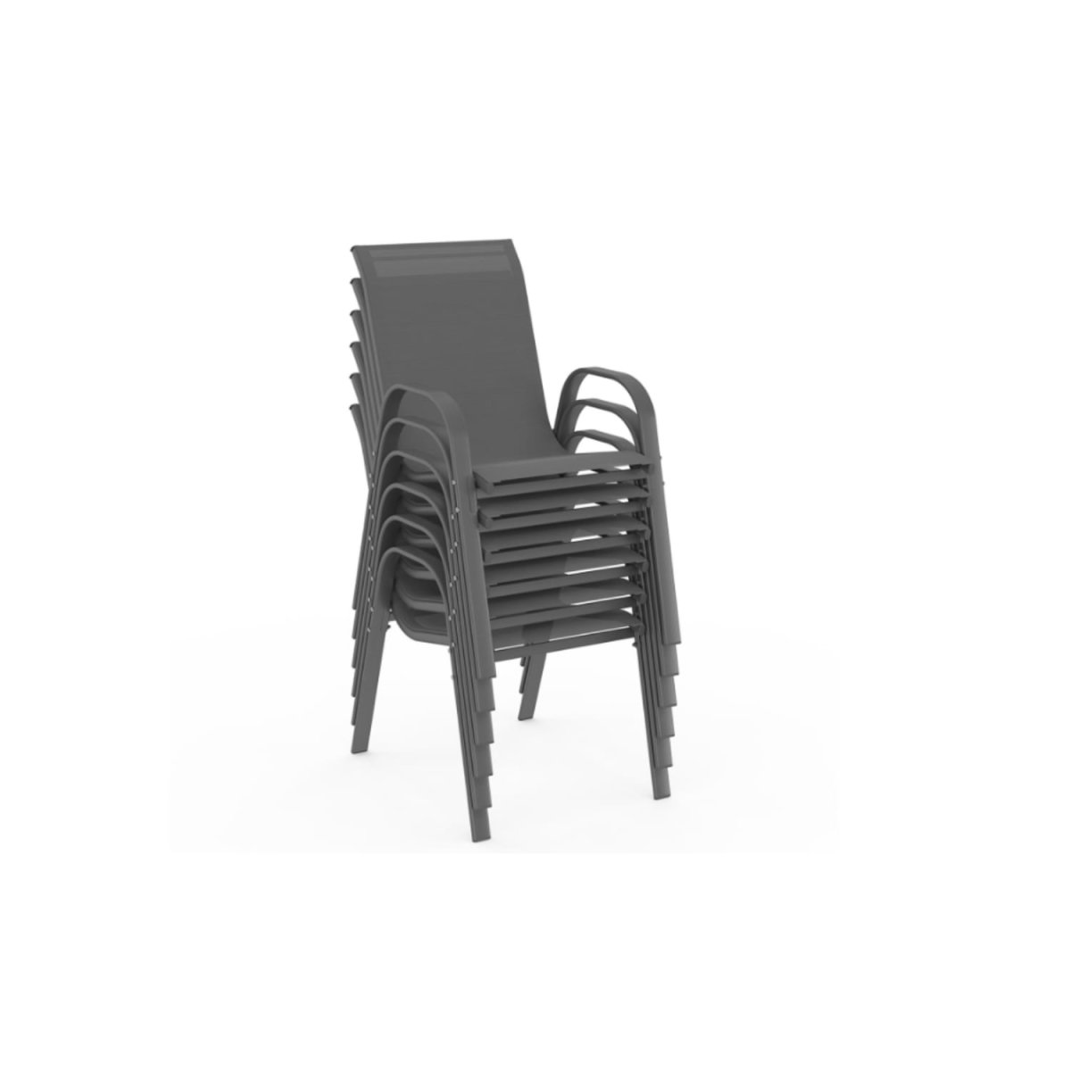 Salon de jardin MADRID table 150 CM et 6 chaises empilables gris anthracite – Image 5