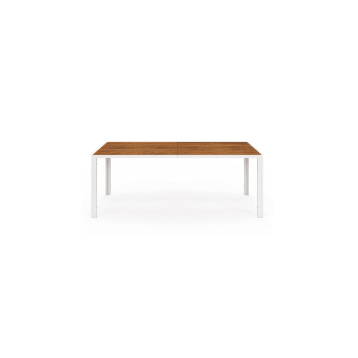 Salon de jardin NOUMEA table 190 cm plateau verre trempé effet bois et 8 chaises empilables blanc et bois – Image 5