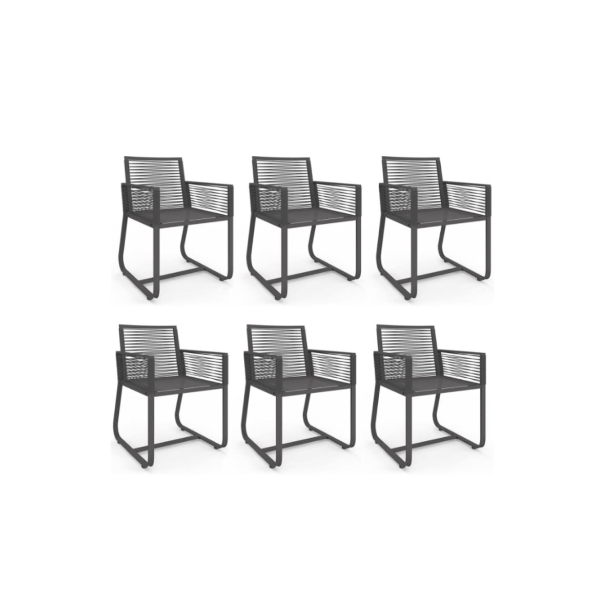 Salon de jardin ODESSA table 150 cm et 6 fauteuils cordage gris anthracite – Image 4